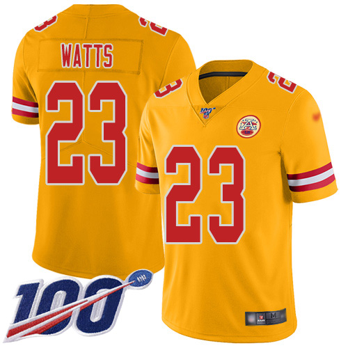 Men Kansas City Chiefs 23 Watts Armani Limited Gold Inverted Legend 100th Season Football Nike NFL Jersey